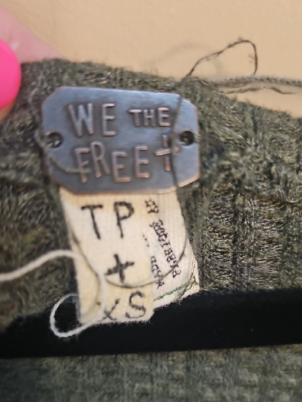 We The Free Olive Green Knit Top with Metal Logo - Picture 2 of 5